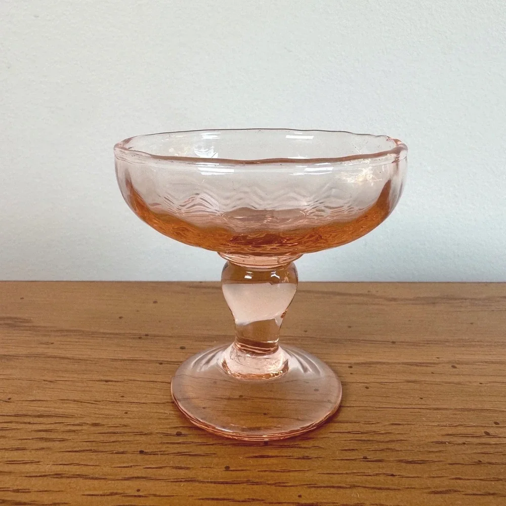 Vintage Pink Depression‎ Glass Footed Dessert Sherbet Cup Champagne Coupe 2.5